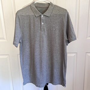 Vineyard Vines Gray Short Sleeve Polo Shirt Mens Sz Medium